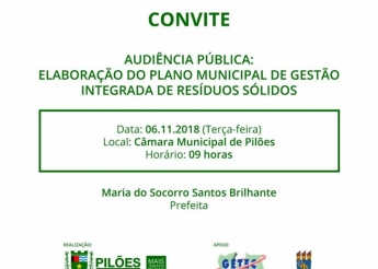 Prefeitura de Pilões promove audiência pública do Plano Municipal de Resíduos Sólidos 