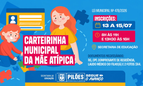 Pilões abre inscrições para a Carteirinha Municipal da Mãe Atípica