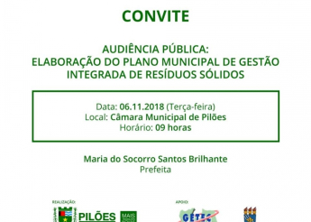 Prefeitura de Pilões promove audiência pública do Plano Municipal de Resíduos Sólidos